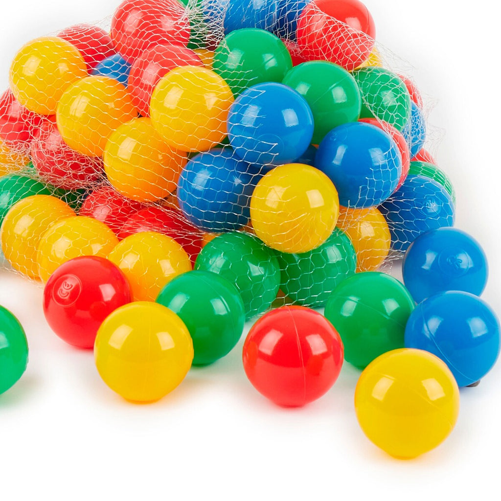 Ballbassengballer 100 stk flerfarget i plast ca 6 cm i bærepose