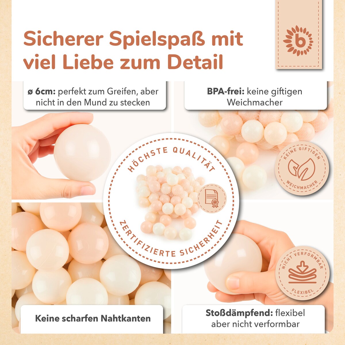 Ballbassengballer 100 stk Vintage Flowers montert i ballbasseng