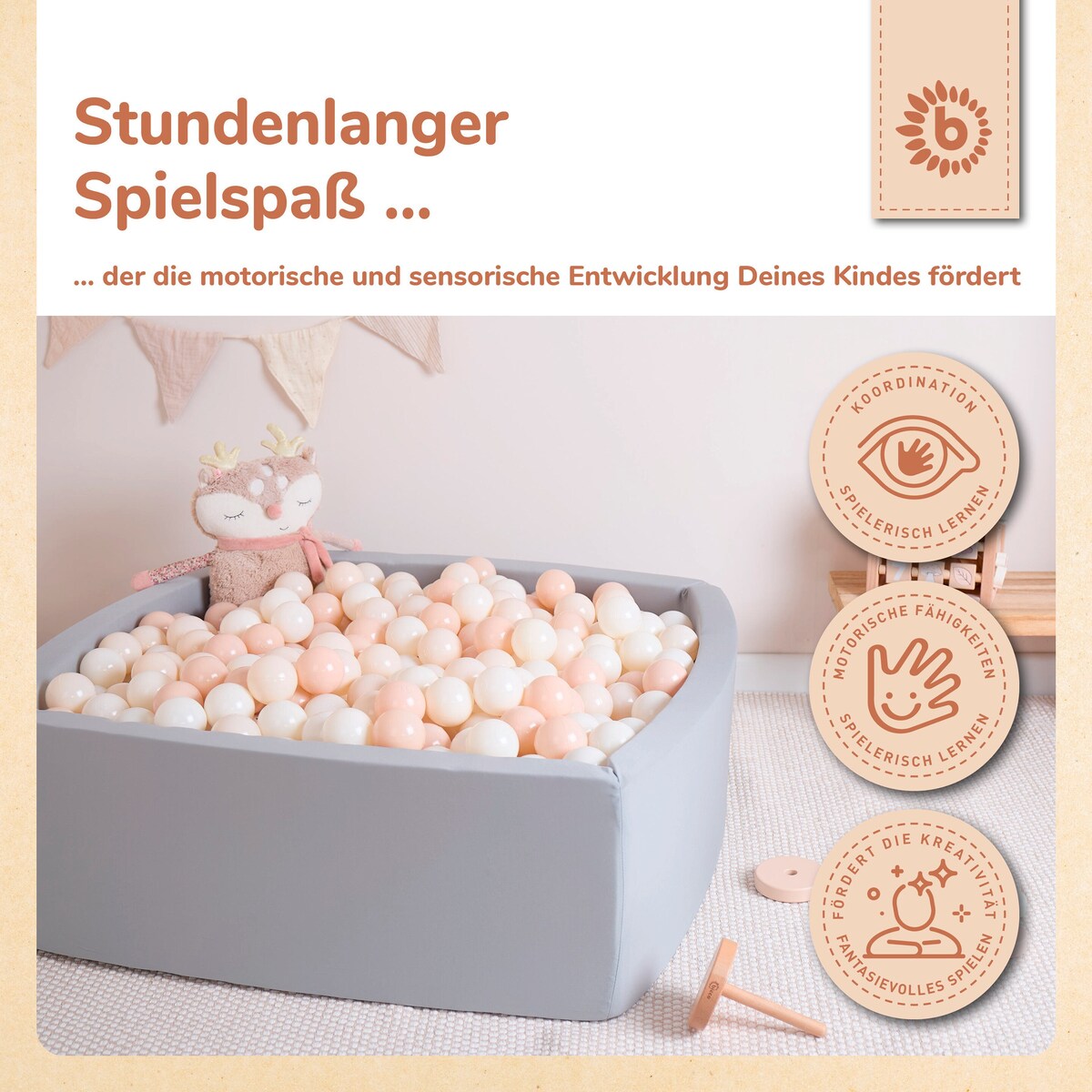 Ballbassengballer 100 stk Vintage Flowers nærbilde av farger