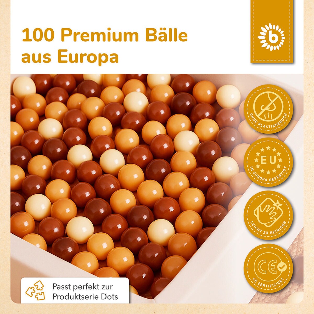 Baller til ballbasseng 100 stk Chocolate Bliss Ø 6 cm fra 6 mnd - Bieco