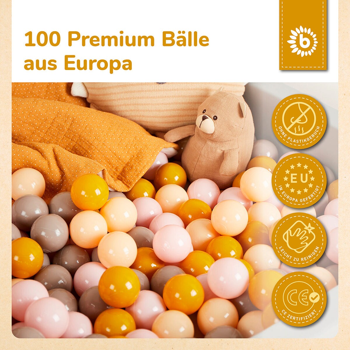 Baller til ballbasseng 100 stk Sunrise pastell i babyballbasseng