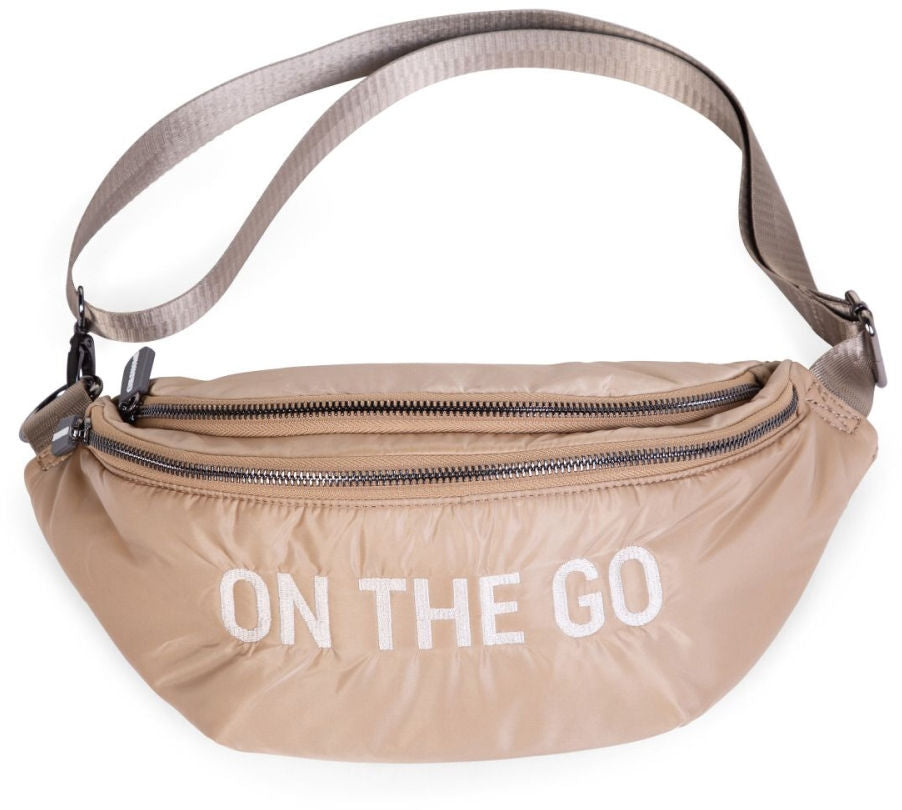 Banana Bag On the Go quiltet hofteveske beige - Childhome forfra