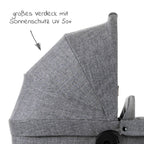 Nærbilde av stoff på bærebag til sportsvogn Flash Woven Graphite