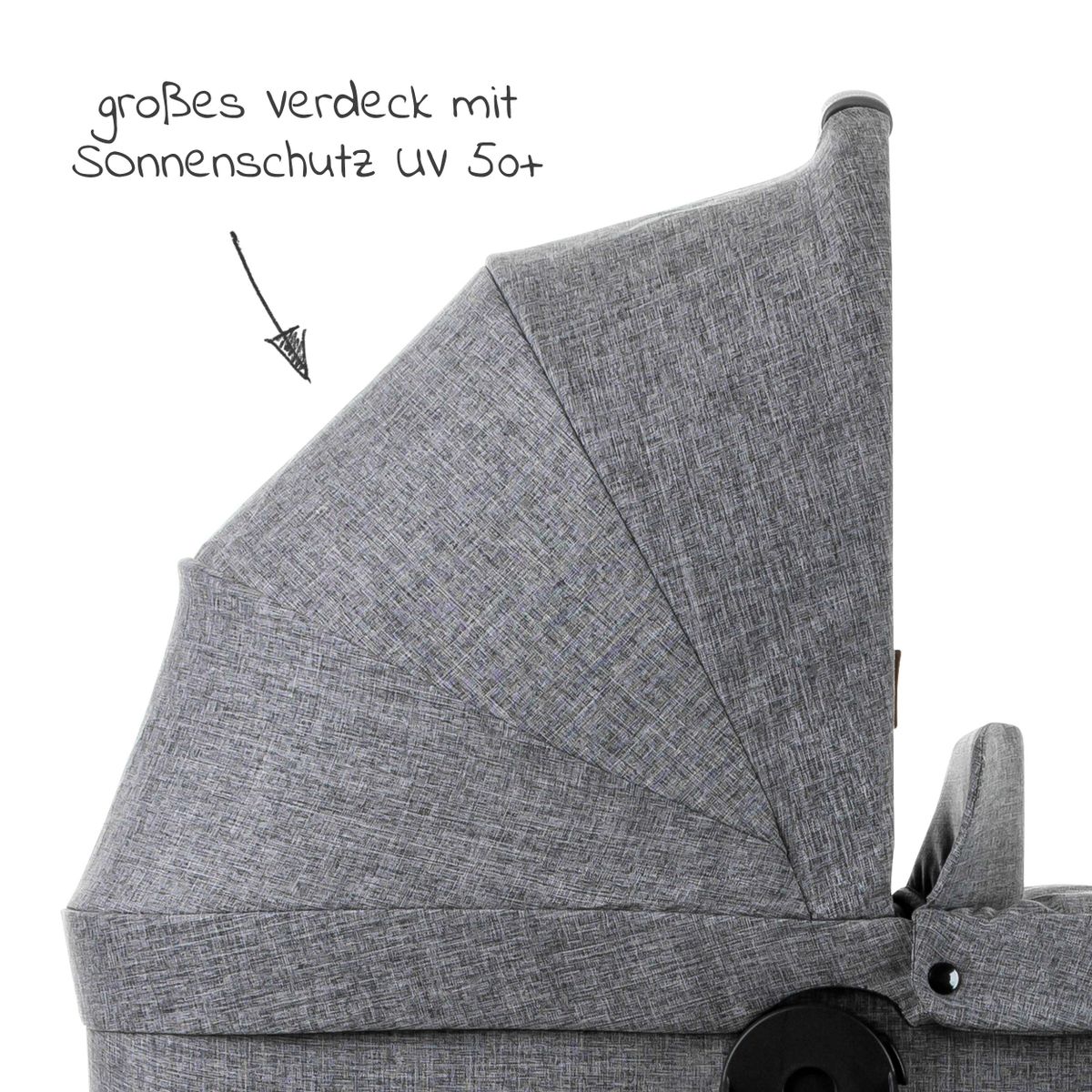Nærbilde av stoff på bærebag til sportsvogn Flash Woven Graphite
