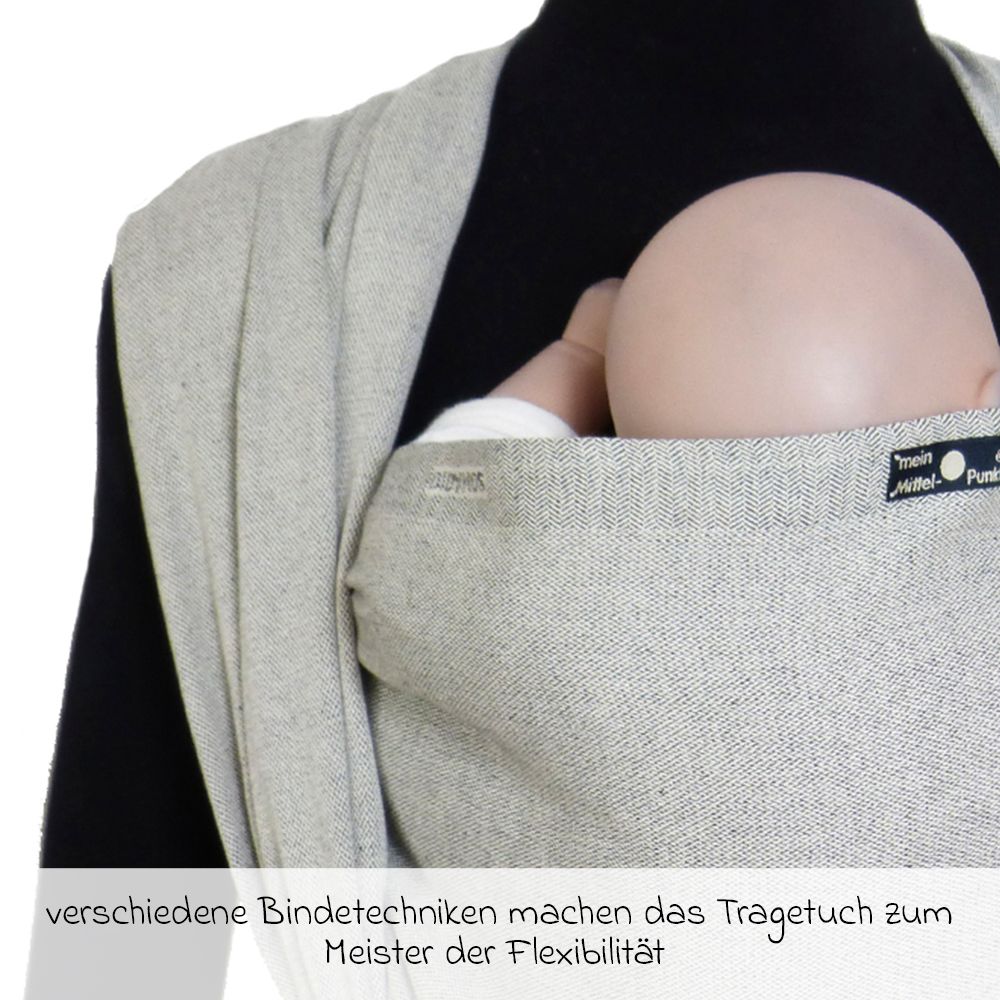 Bæresjal økologisk bomull 68 x 470 cm, 3,5-20 kg - Didymos montert på bruker