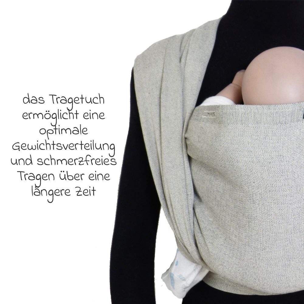 Nærbilde av tekstur på bæresjal økologisk bomull 68 x 520 cm, 3,5-20 kg - Didymos
