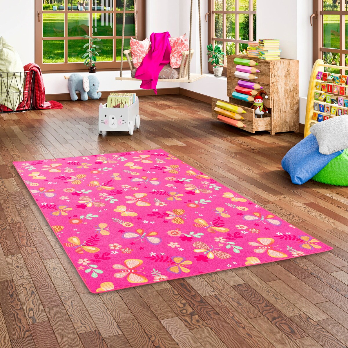Barne- og leketeppe polyamid flerfarget 4 mm bakside