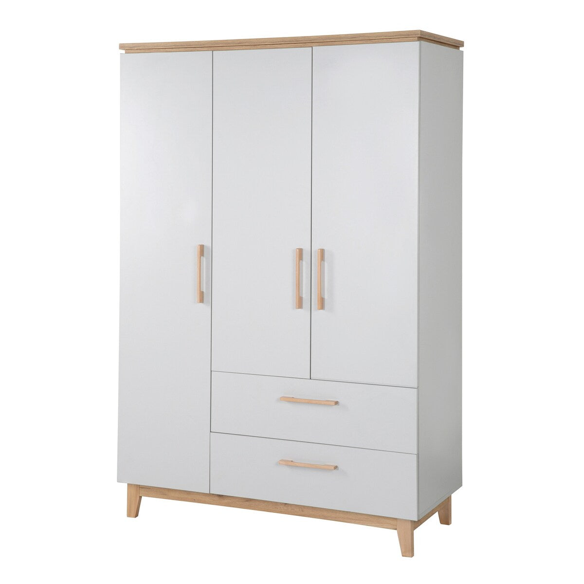 Barnegarderobe 3 dører Caro med massivtrehåndtak forfra
