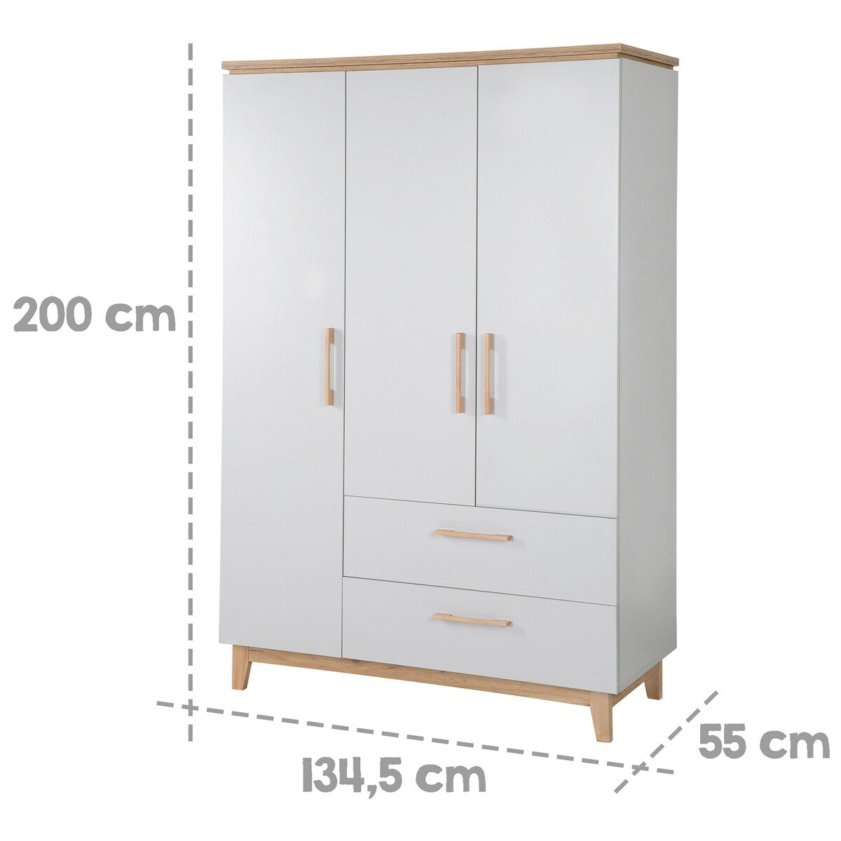 Nærbilde av soft close-teknikk på Barnegarderobe 3 dører Caro