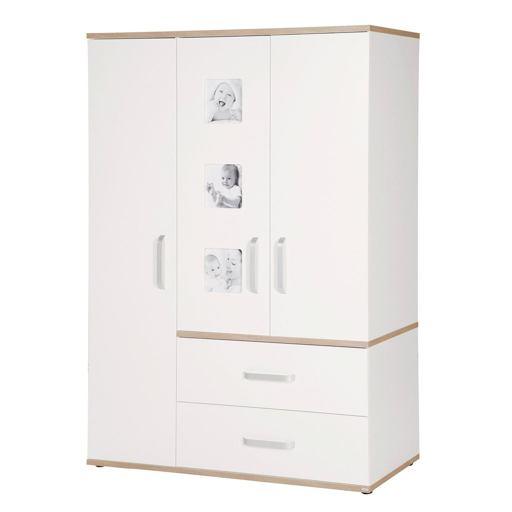 Barnegarderobe 3 dører Pia med soft close og bilderamme forfra