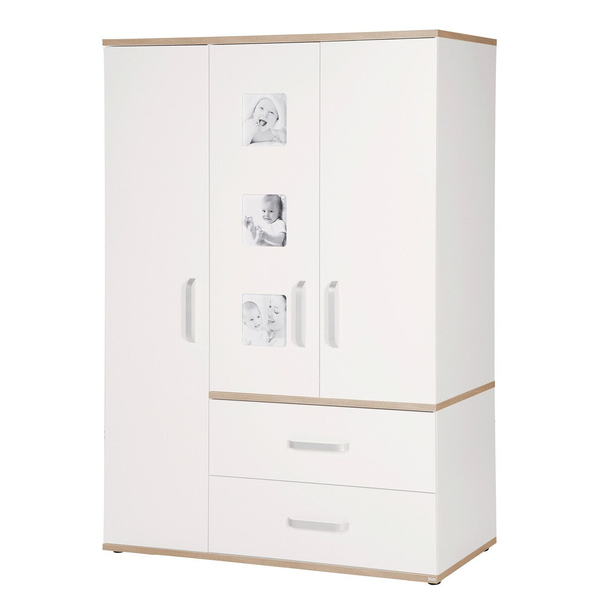 Barnegarderobe 3 dører Pia med soft close og bilderamme forfra