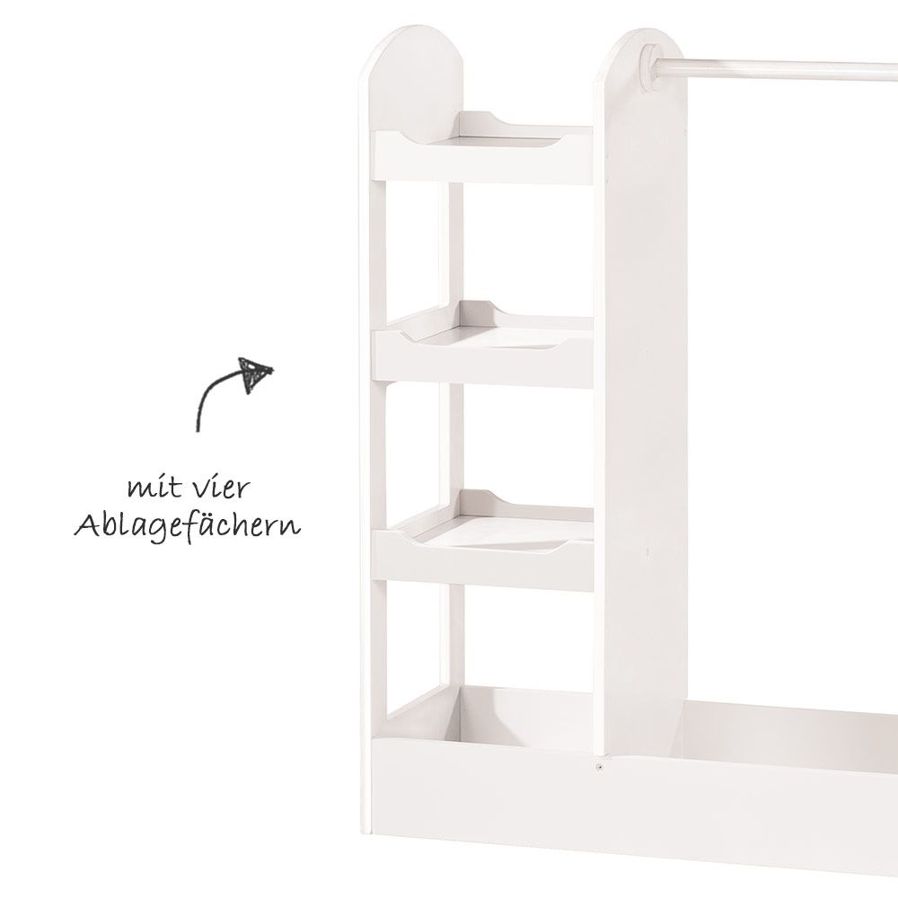 Detalj av lavt plassert speil på Barnegarderobe med hylleseksjon og speil, høyde 107 cm - Roba