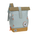 Barnehageryggsekk rolltop Nature light blue forfra