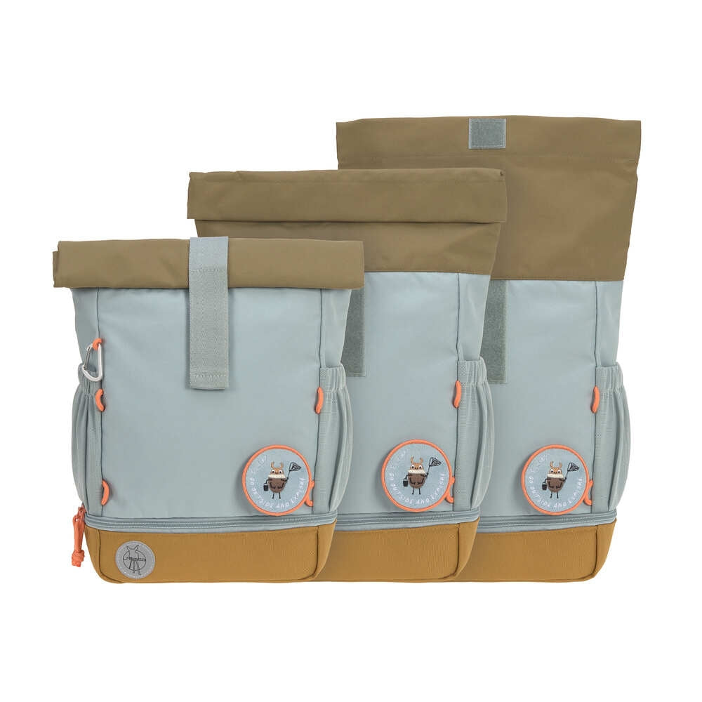 Barnehageryggsekk rolltop Nature light blue med navnelapp