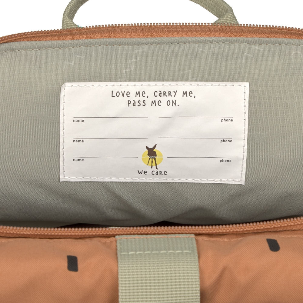 Barnehagesekk Mini Rolltop Happy Prints karamell - Lässig åpnet rolltop-lukking