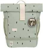 Barnehagesekk Mini Rolltop Happy Prints light olive forfra