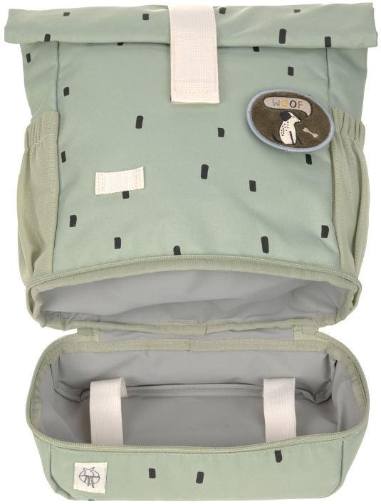 Detalj av barnehagesekk Mini Rolltop Happy Prints light olive