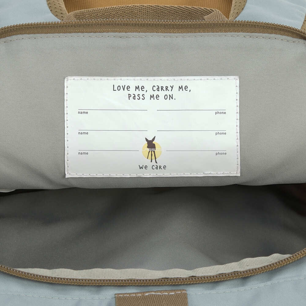 Barnehagesekk med rolltop 9-11L Nature oliven detalj av borrelås
