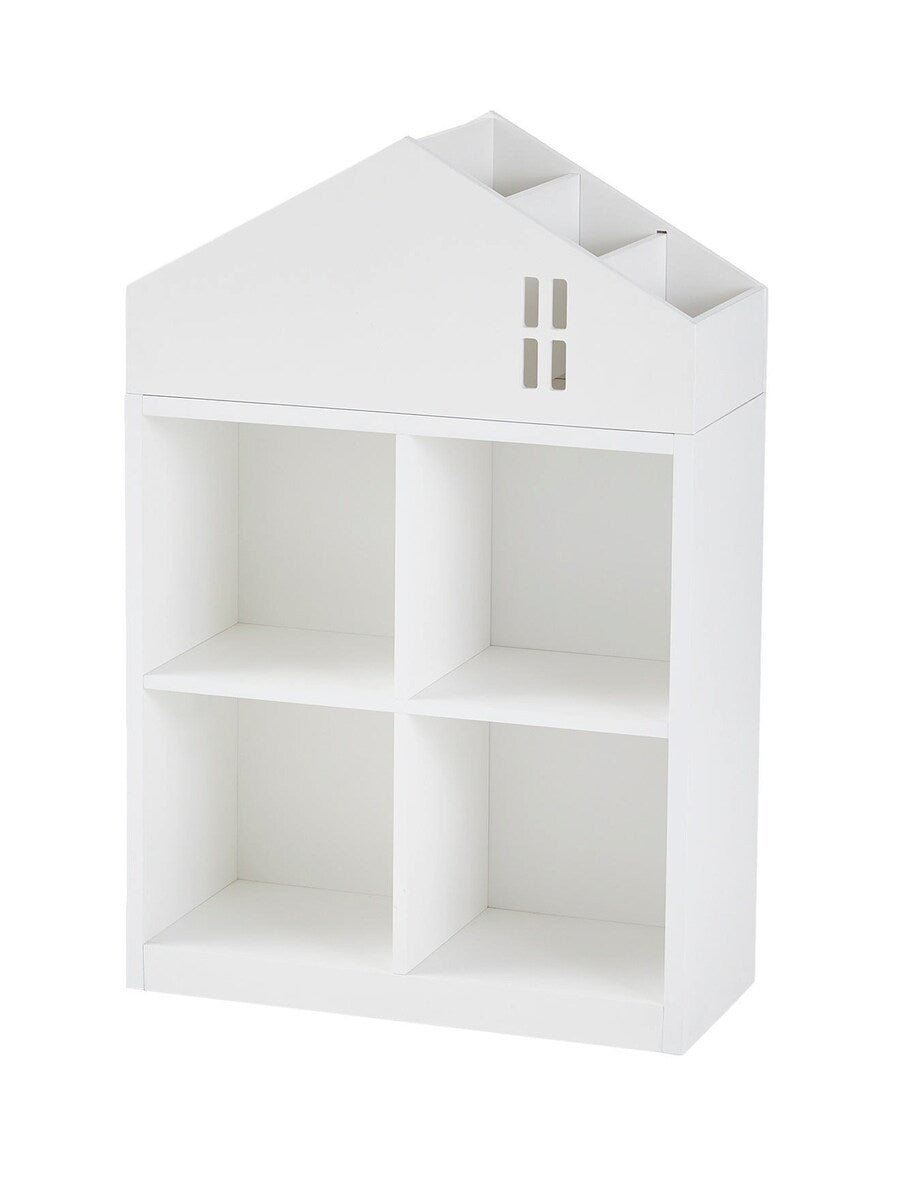 Barnehylle i husform CASAS med 4 rom MDF bakside