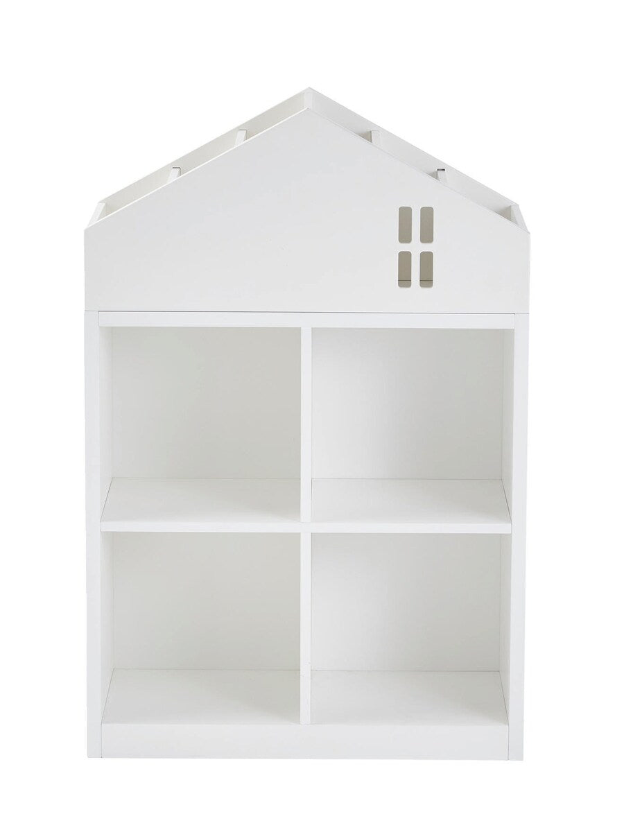 Detalj av Barnehylle i husform CASAS med 4 rom MDF
