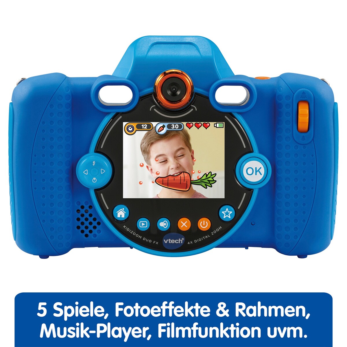 Detalj av Barnekamera KidiZoom Duo FX skjerm og knapper