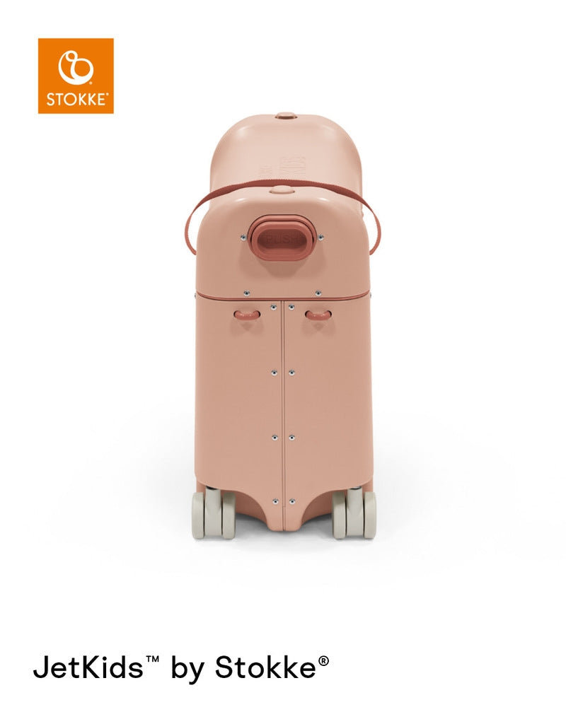 Detalj av hjul på Barnekoffert med seng BedBox V4 Coral Pink