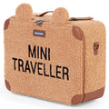 Barnekoffert Mini Traveller i teddystoff, brun forfra
