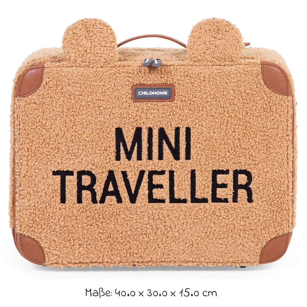 Detalj av Barnekoffert Mini Traveller i teddystoff, brun