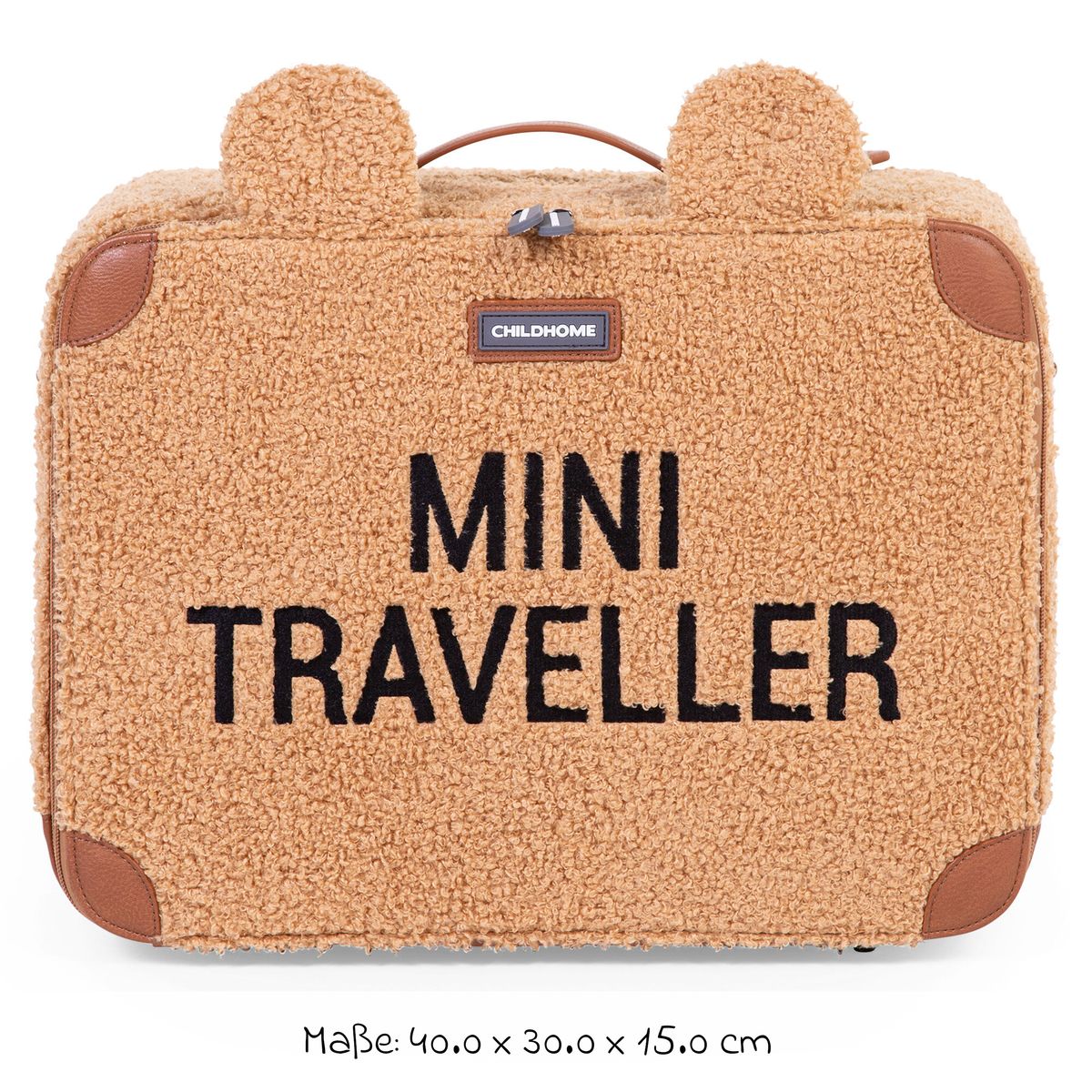 Detalj av Barnekoffert Mini Traveller i teddystoff, brun