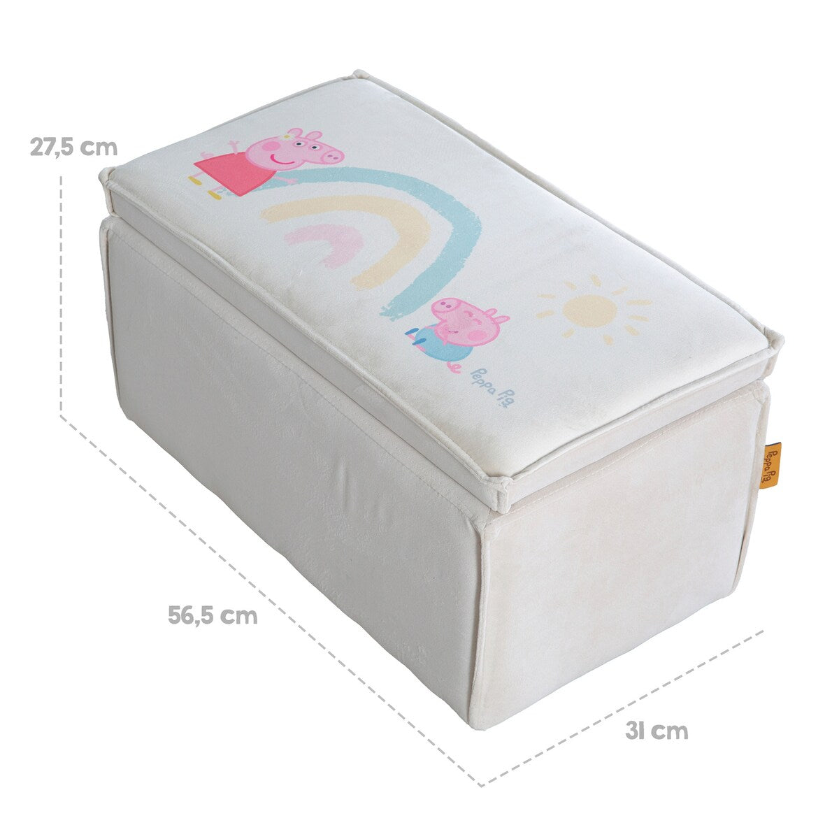 Barnekrakk med oppbevaring Peppa Pig sittehøyde 27 cm sideprofil