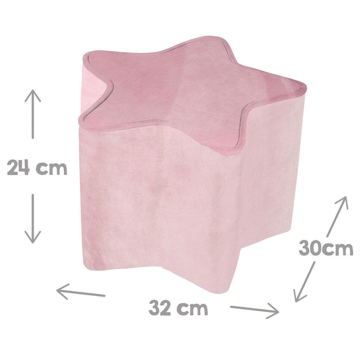 Barnekrakk stjerneform med fløyelstrekk sitthøyde 24 cm i mauve farge