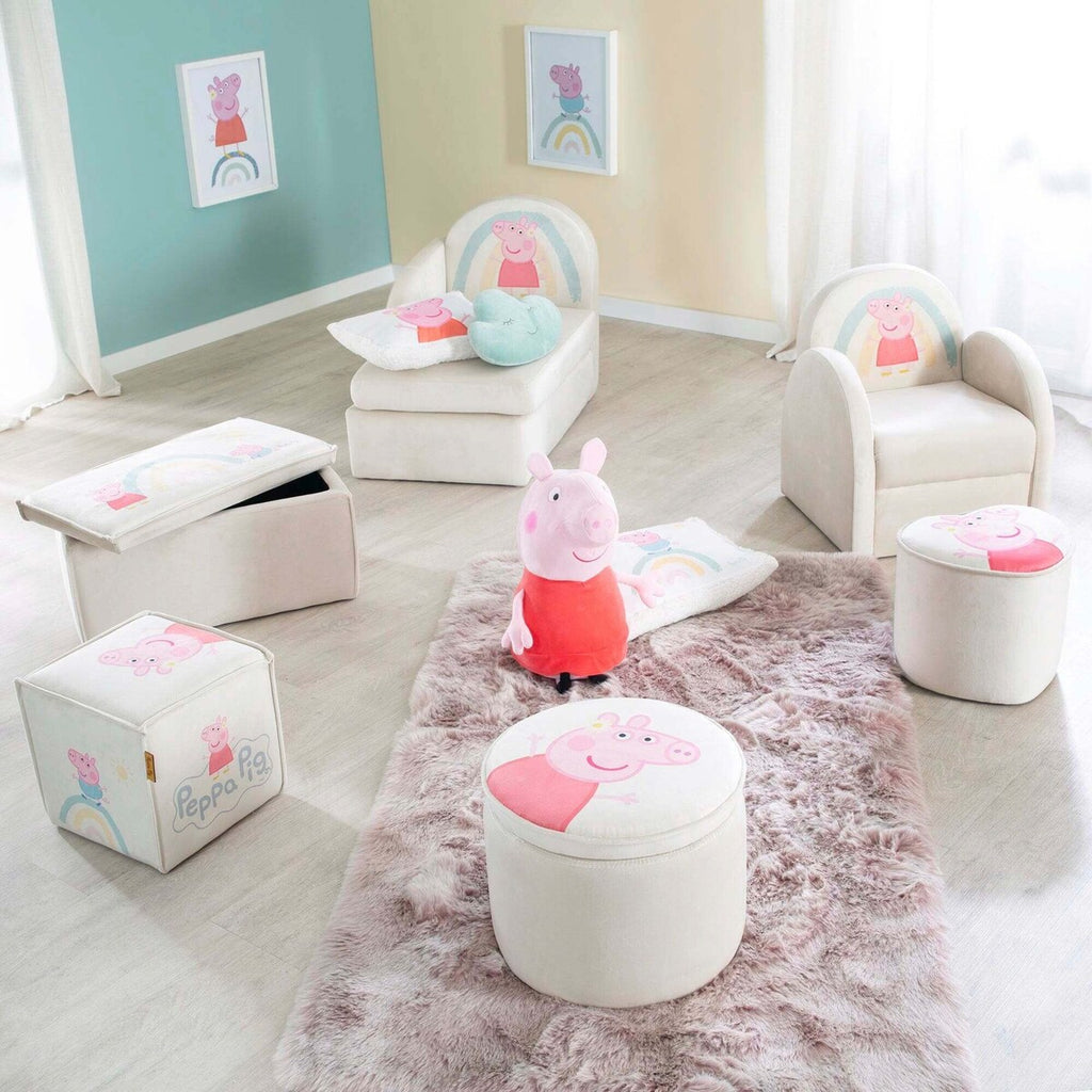 Detalj av Barnekrakk terningform Peppa Pig sitthøyde 25 cm