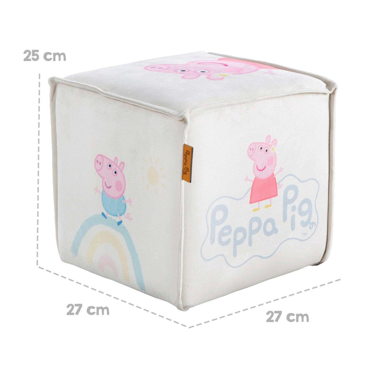 Barnekrakk terningform Peppa Pig sitthøyde 25 cm sideprofil