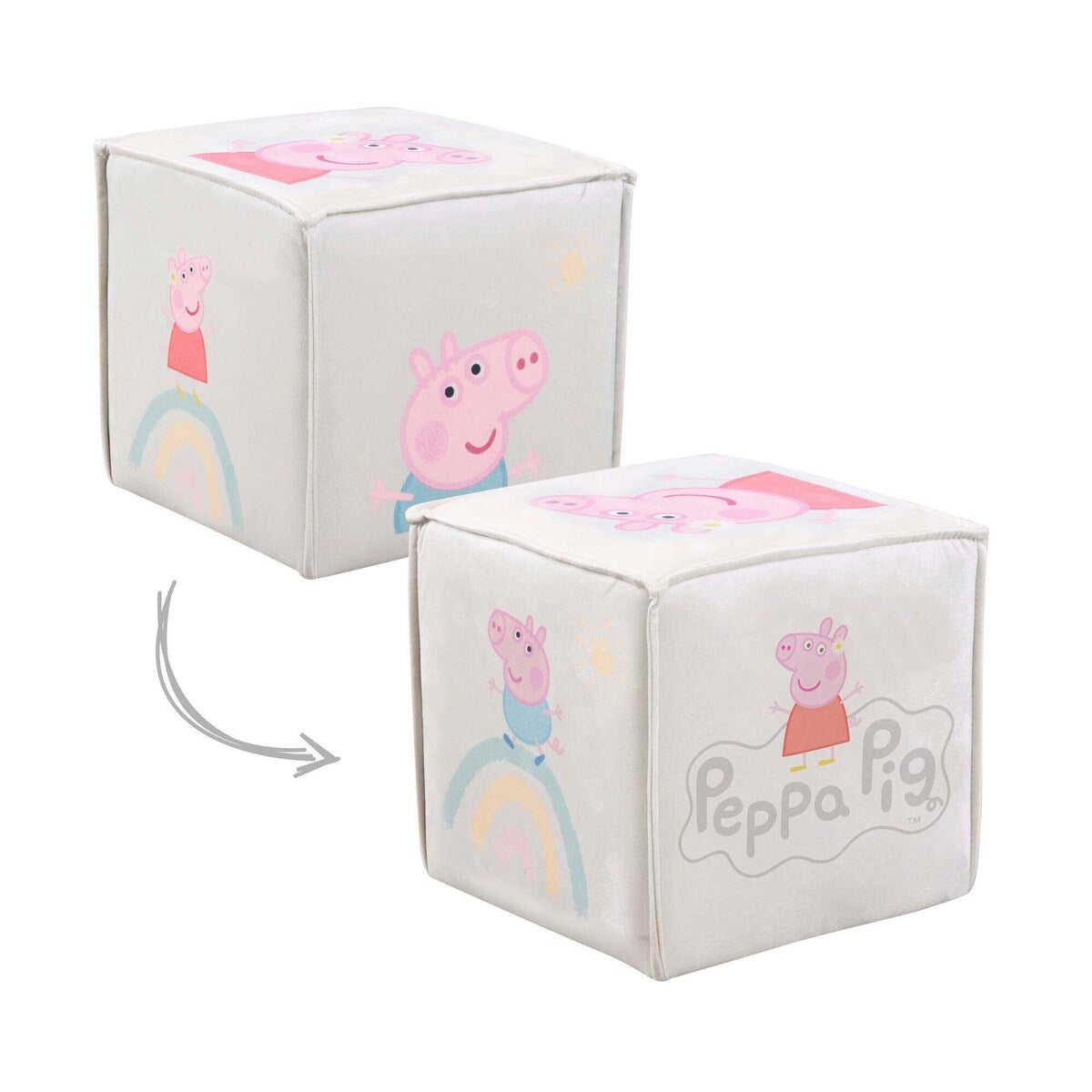 Barnekrakk terningform Peppa Pig sitthøyde 25 cm sett ovenfra