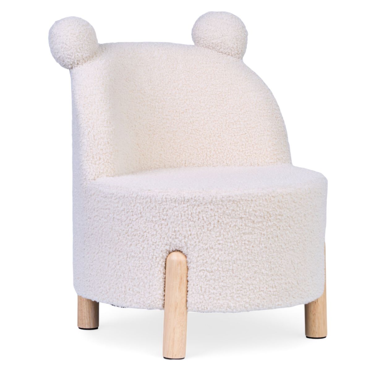 Barnelenestol i teddystoff offwhite 45x45x56 cm Childhome forfra