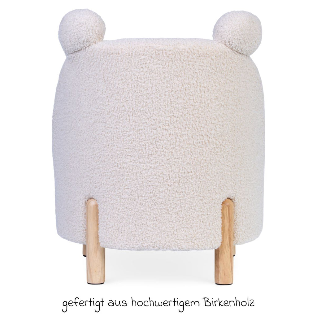Barnelenestol i teddystoff offwhite 45x45x56 cm Childhome bakside