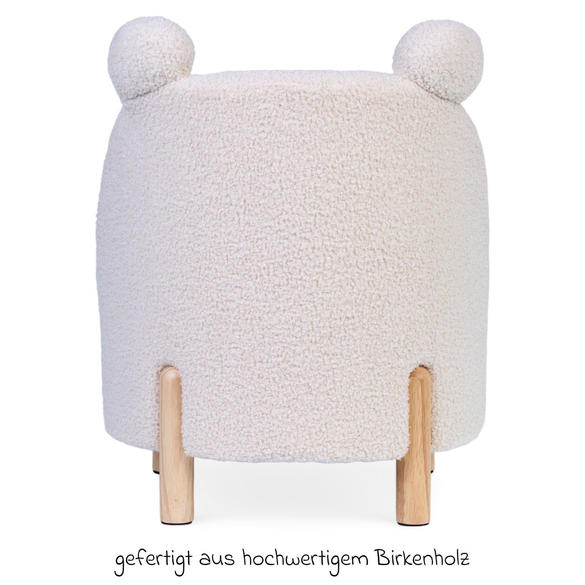Barnelenestol i teddystoff offwhite 45x45x56 cm Childhome bakside