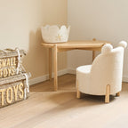 Barnelenestol i teddystoff offwhite 45x45x56 cm Childhome detalj av stoffstruktur