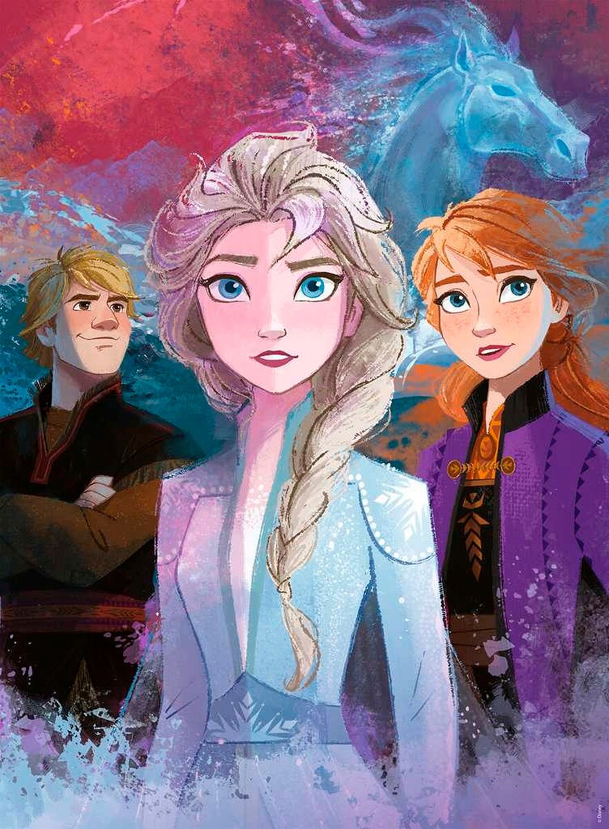 Barnepuslespill Elsa, Anna og Kristoff 300 XXL brikker montert