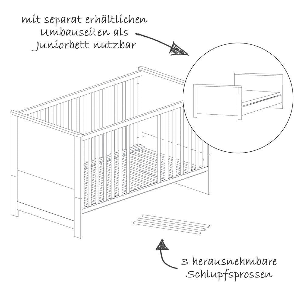 Detalj av håndtak på Barnerom Maxi med 3-dørs skap, seng og stellekommode - Roba