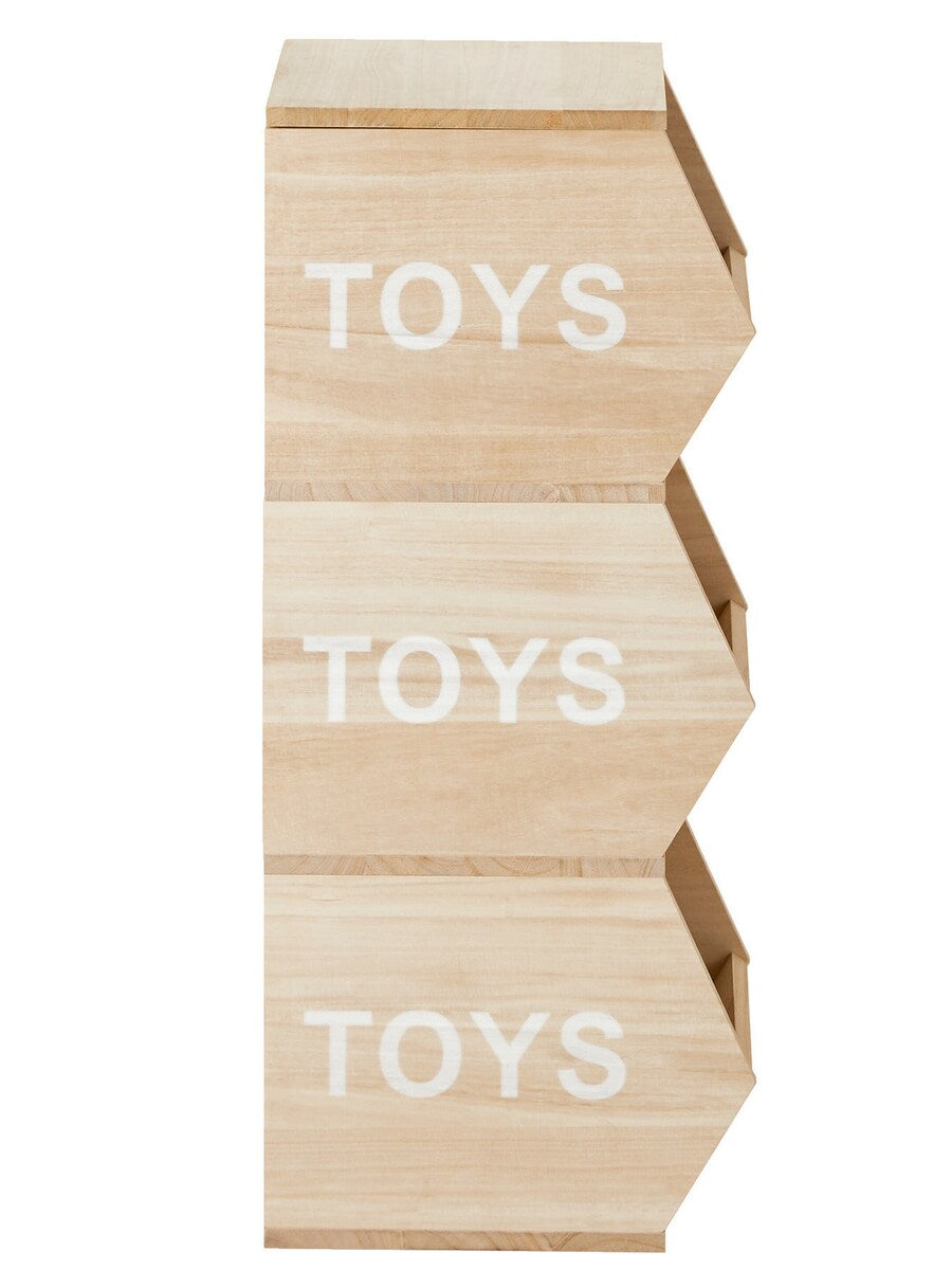 Detalj av hyllen Barneromshylle TOYS med 3 vertikale rom paulowniatre
