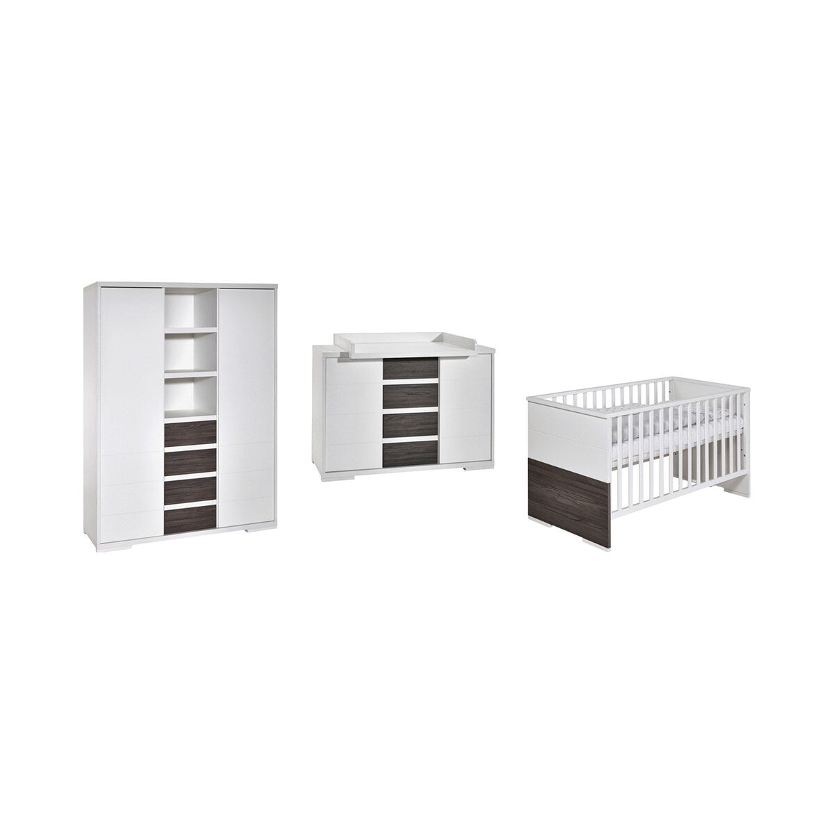 Barneromsmøbler 3 deler Maxx Fleetwood MDF hvit 140x70 cm bakside