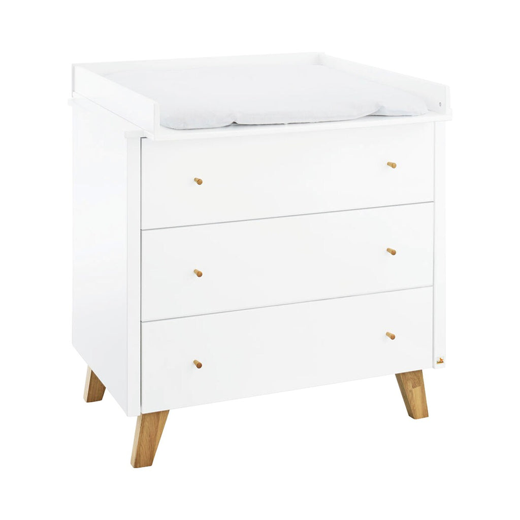 Barneromsmøbler 3 deler Pan bred MDF hvit og eik montert babybett