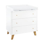 Barneromsmøbler 3 deler Pan bred MDF hvit og eik montert babybett