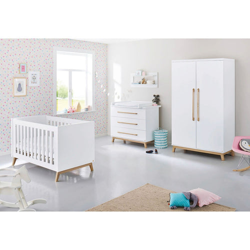Barneromsmobler 3 deler Riva bred MDF hvit og ask forfra