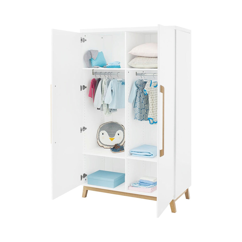 Barneromsmobler 3 deler Riva bred MDF hvit og ask kommode med stelleplate