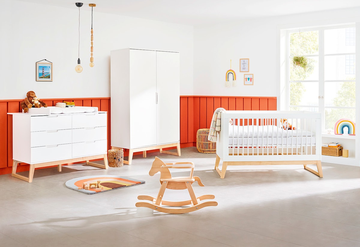 Barneromsmobler Bridge ekstra bred 3 deler hvit MDF ask sett