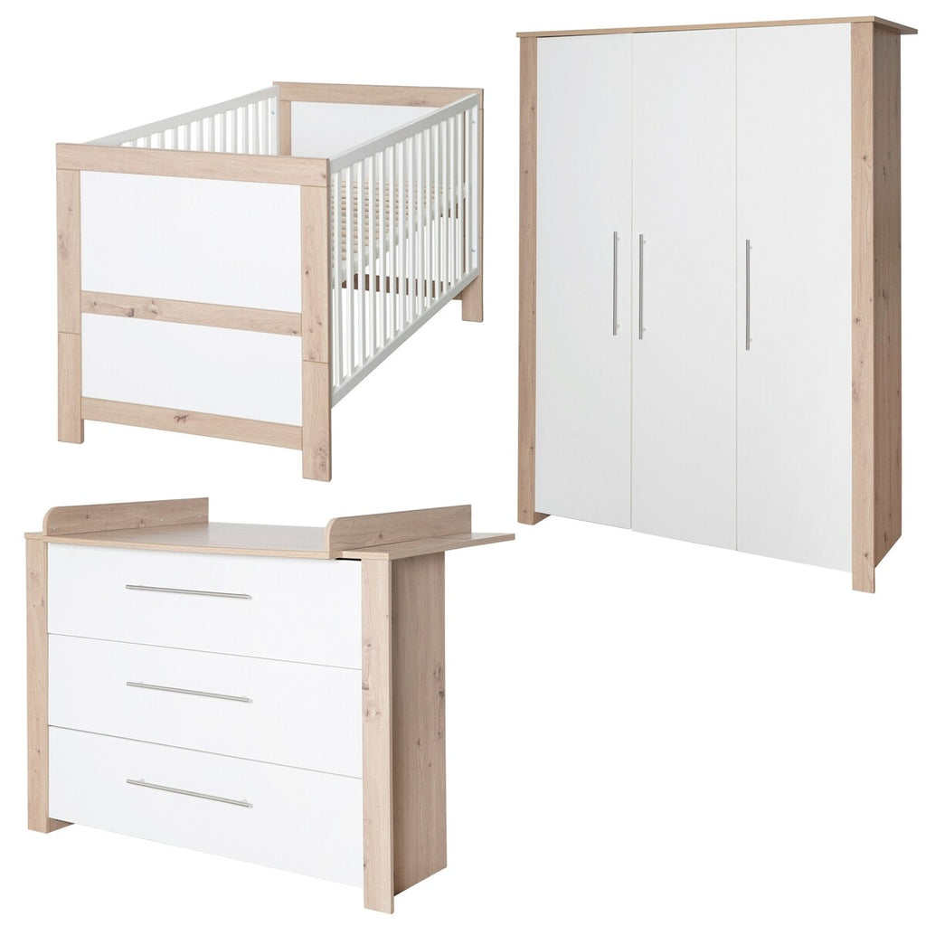 Barneromsmobler Malo 3 deler med garderobe og stellekommode forfra