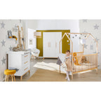 Barneromsmobler Venice med husseng og 3-dors skap front