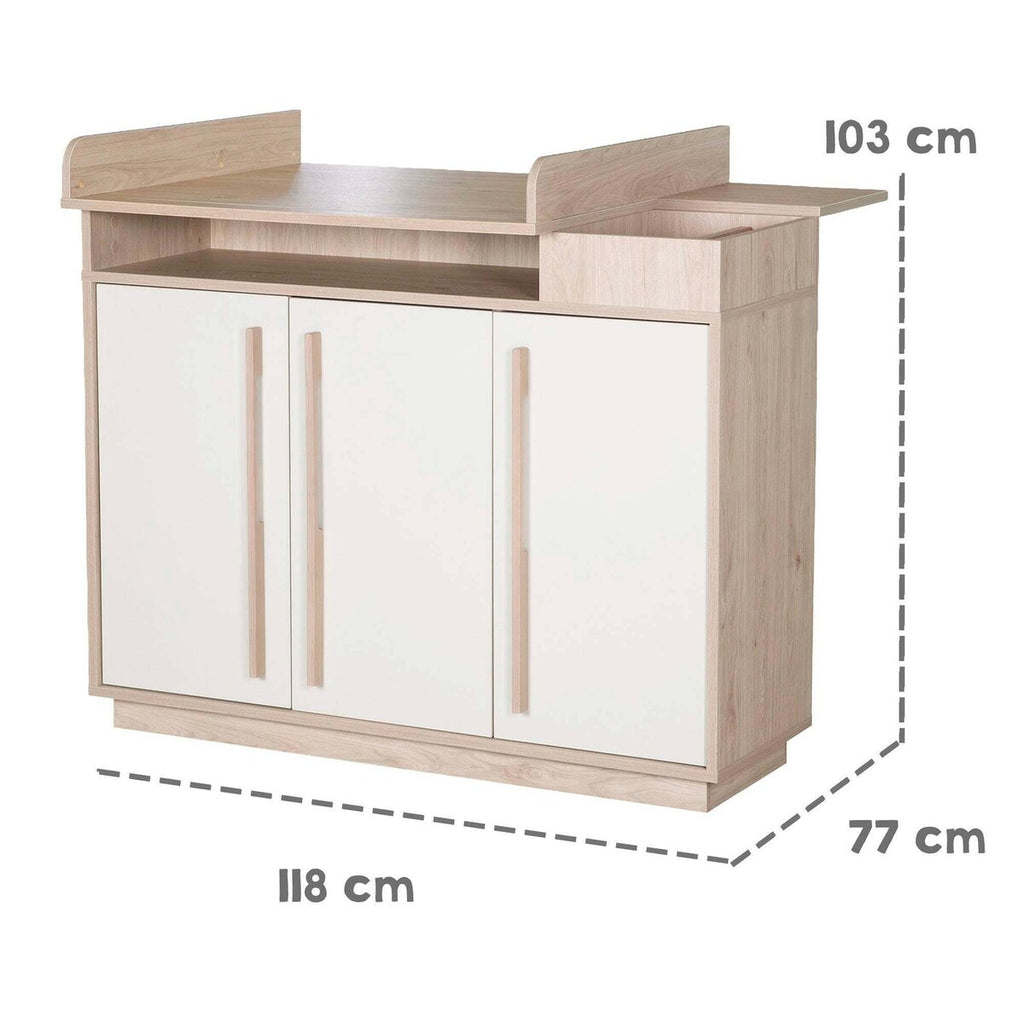 Barneromssett Elva 3 deler med kombiseng 70x140 cm garderobe forside